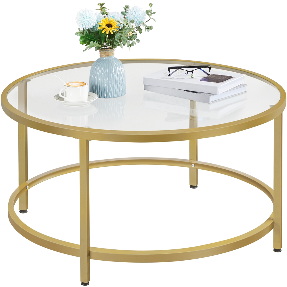 Yaheetech Round Glass Coffee Table - Image 3