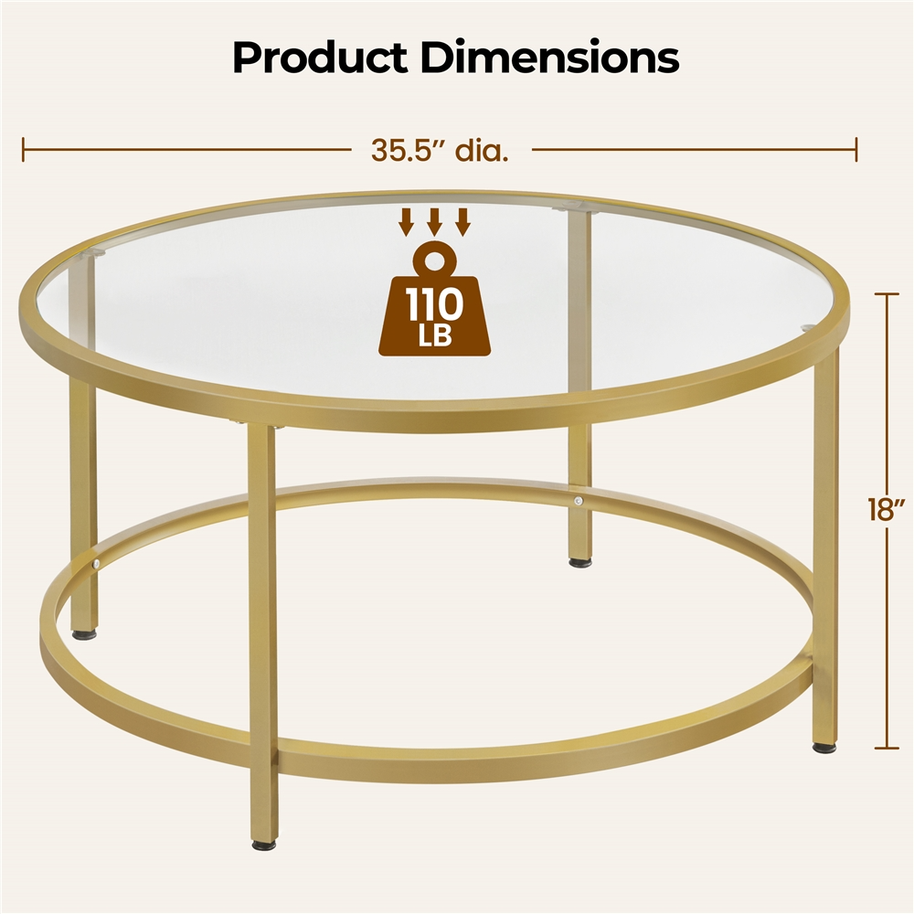 Yaheetech Round Glass Coffee Table - Image 4
