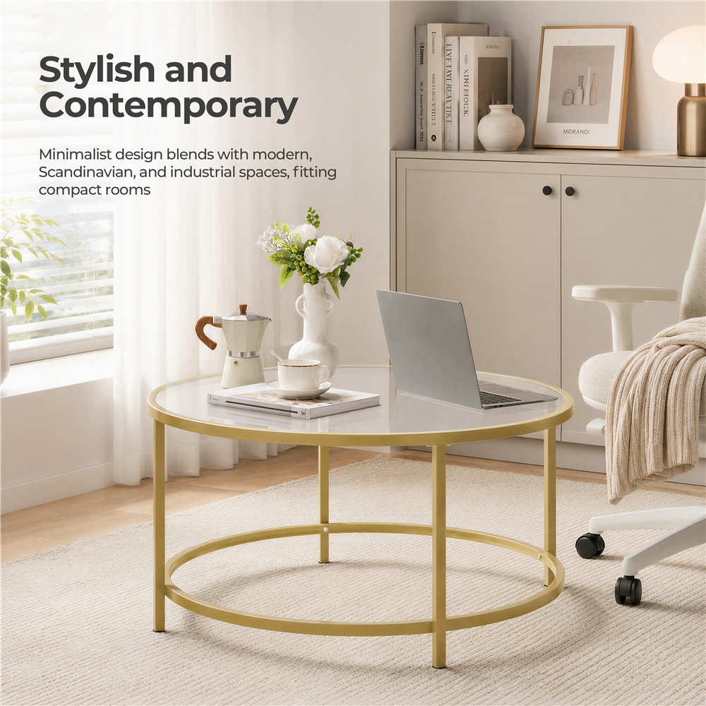 Yaheetech Round Glass Coffee Table - Image 5