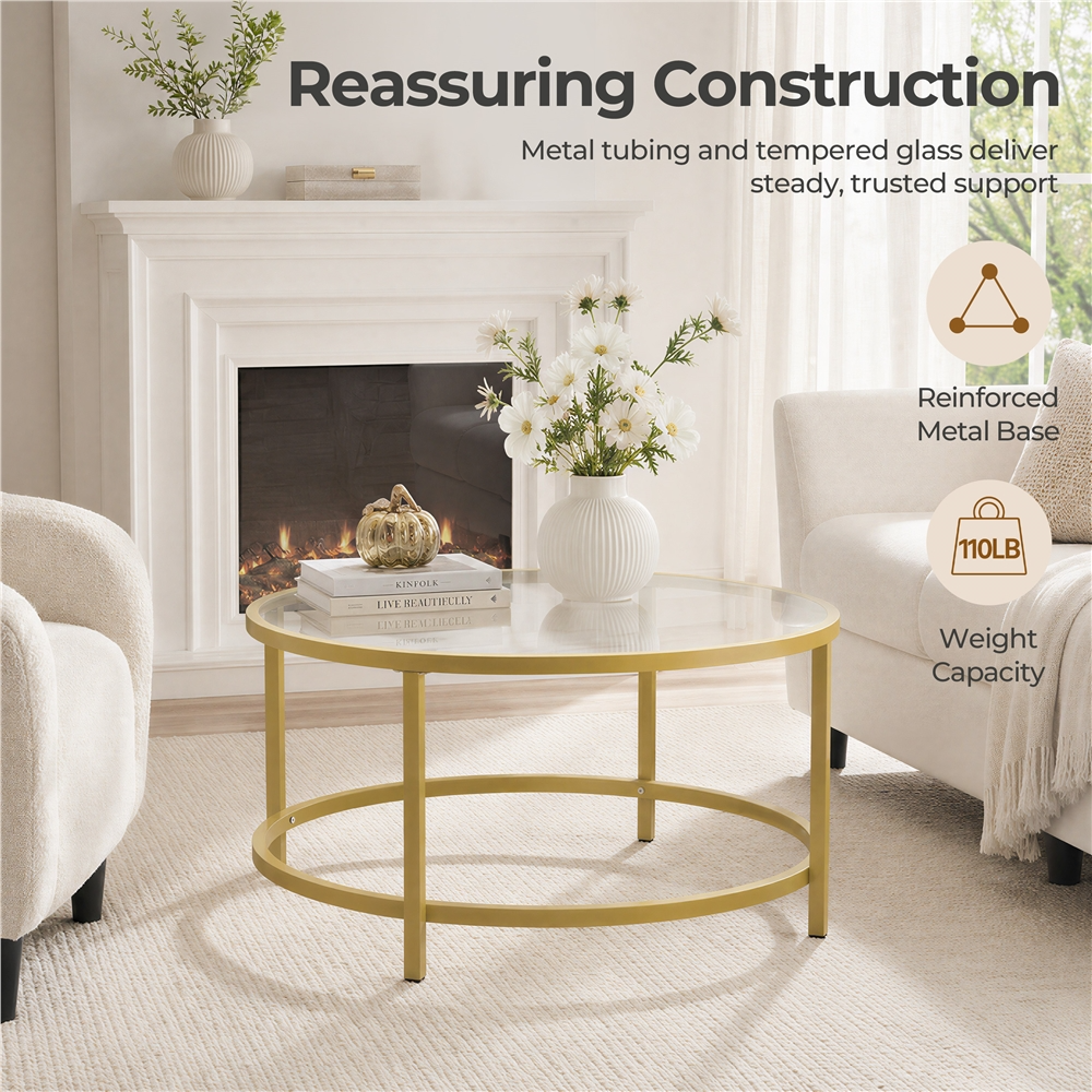 Yaheetech Round Glass Coffee Table - Image 8