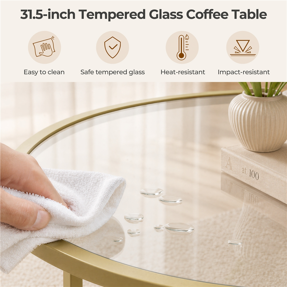 Yaheetech Round Glass Coffee Table - Image 7