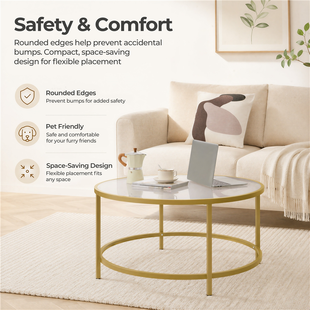 Yaheetech Round Glass Coffee Table - Image 6