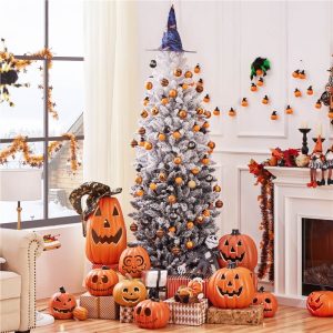 Yaheetech 6Ft/7.5Ft Pre-lit Flocked Artificial Christmas Tree