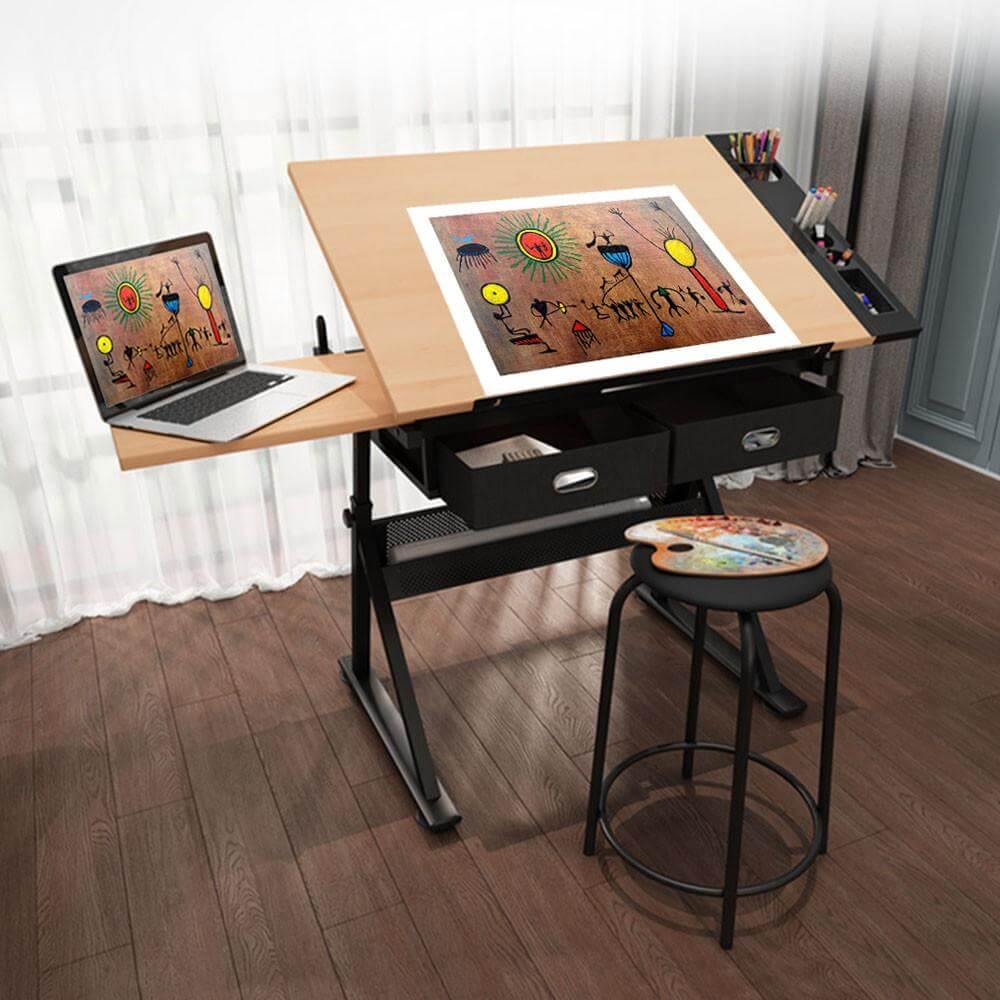 Yaheetech Height Adjustable Drawing Table Desk Work Station - Image 6
