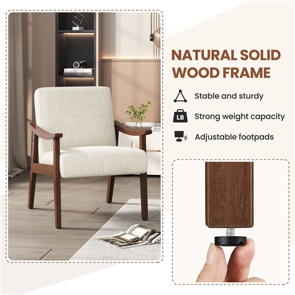 Yaheetech Corduroy Accent Chair Set of 2. Beige - Image 7