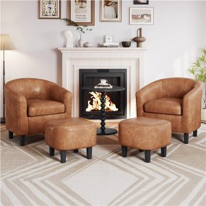 Yaheetech Accent Chair with Ottoman Foot Rest