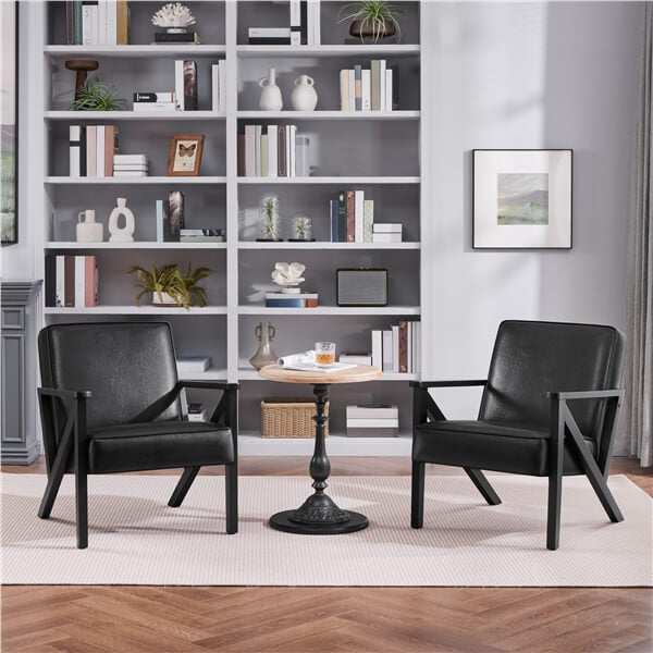 Yaheetech Faux Leather Armchair with Z-shaped Wood Legs - Image 13