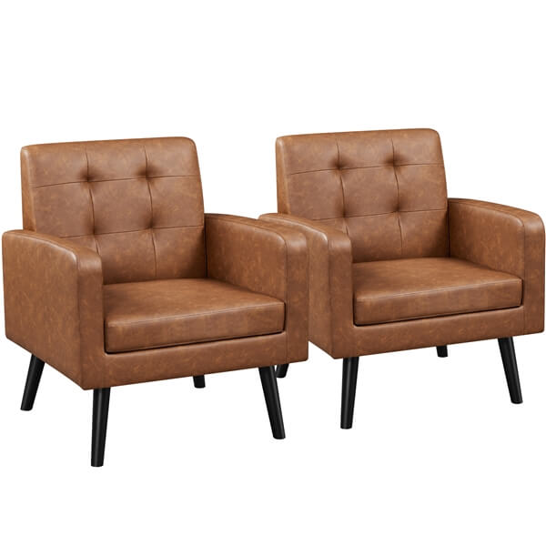 Yaheetech Mid Century Modern Faux Leather Arm Chair - Image 9