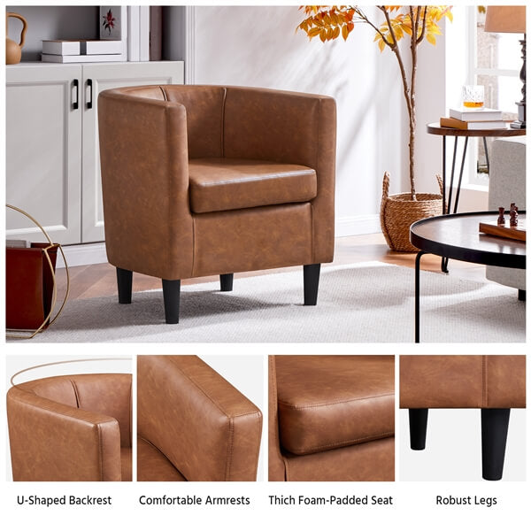 Yaheetech Accent Chair. PU Leather - Image 4