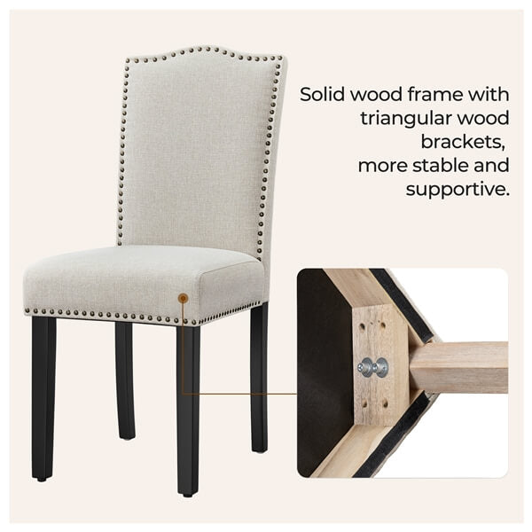 Upholstered Fabric Dining Chairs Set of 6 Beige - Image 6