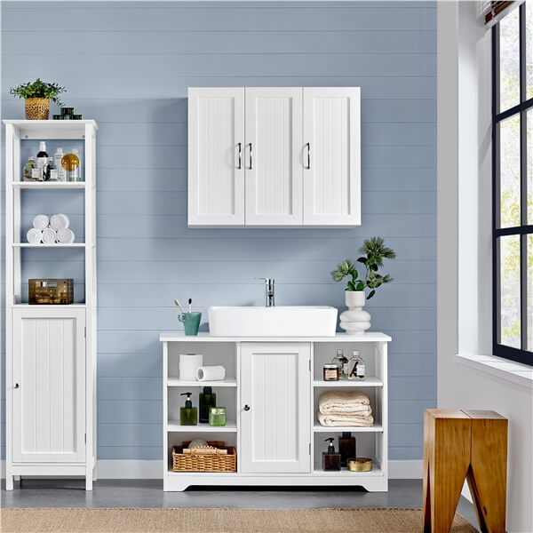 Yaheetech Bathroom Wall Cabinet with Three Doors - Image 8