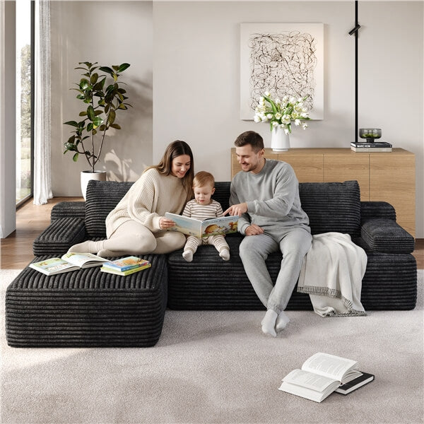 Yaheetech 110a 3 Corduroy Modular Sectional Sofa - Image 3