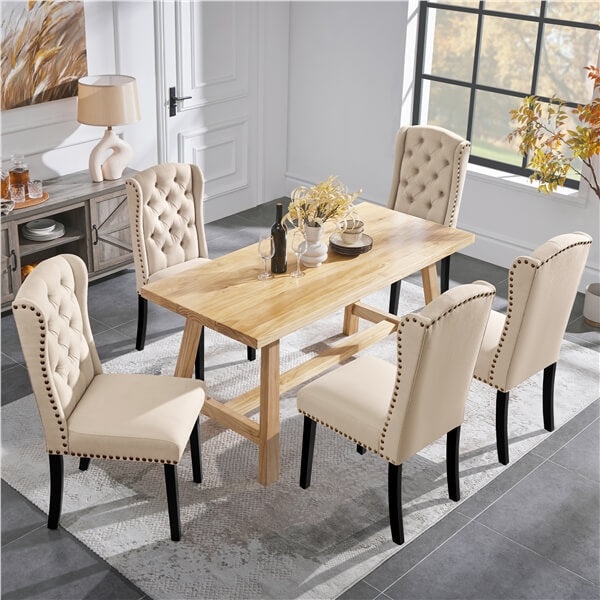 Yaheetech Upholstered Dining Chairs Set of 6 Button Tufted Kitchen Chairs - Image 8