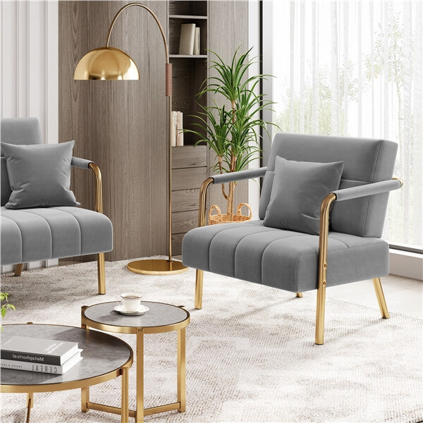 Yaheetech 30?? W Velvet Accent Armchair with Cozy Pillow - Image 3