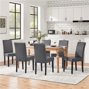 Yaheetech Dining Chairs Set of 6 Faux Leather