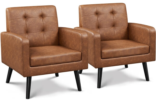 Yaheetech Mid Century Modern Faux Leather Arm Chair - Image 10