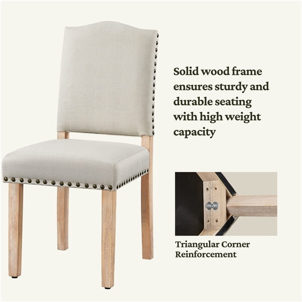 Yaheetech Dining Room Chair Fabric Parsons Chairs with Nailhead Trim - Image 5
