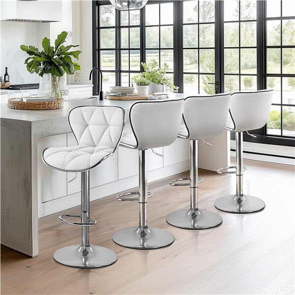 Yaheetech Bar Stools Leather Set of 4. Adjustable Shell Back Barstools - Image 4
