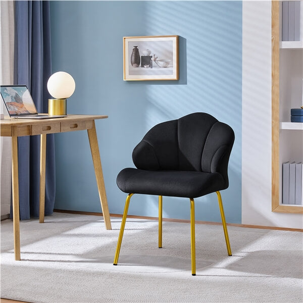 Yaheetech Velvet Accent Chair with Shell-Shaped Backrest - Image 4