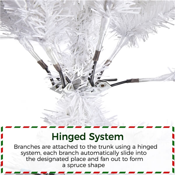Yaheetech 4.5ft Pre-lit Spruce Artificial Hinged Christmas Pine Tree White - Image 7