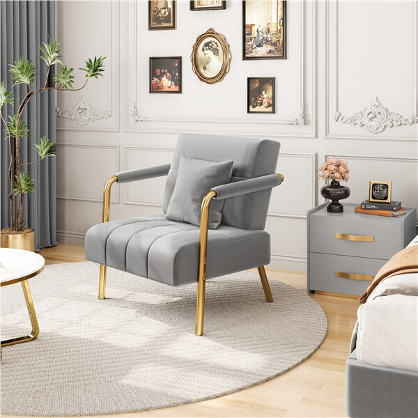 Yaheetech 30?? W Velvet Accent Armchair with Cozy Pillow - Image 4