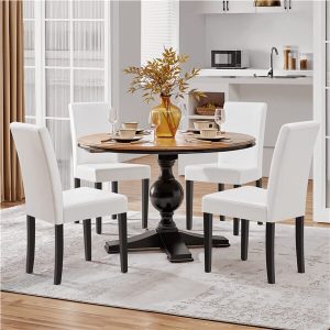 Yaheetech Dining Chairs Set of 4 PU Leather Upholstered Parsons