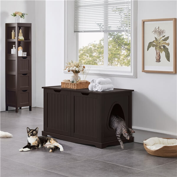 Yaheetech Cat Litter Box Enclosure. Litter Cabinet Furniture Hidden - Image 8