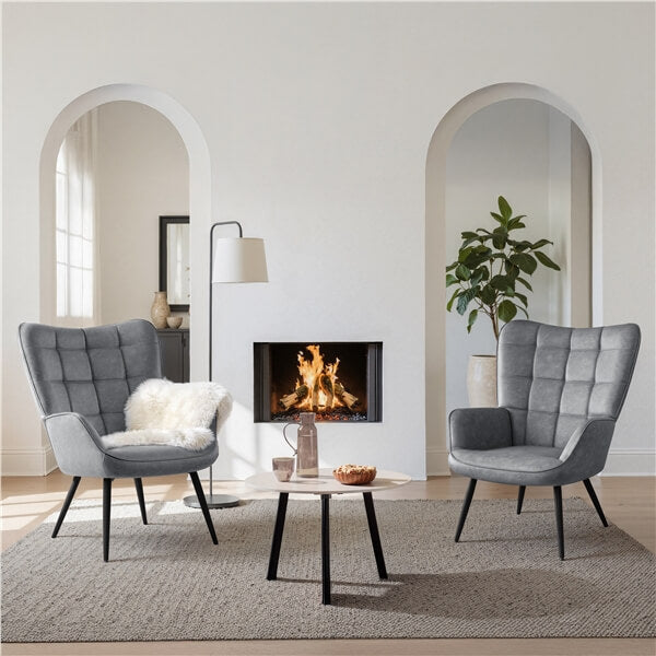 Yaheetech Mid-Century Modern Faux Leather Accent Chair - Image 2