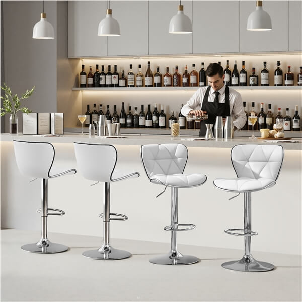 Yaheetech Bar Stools Leather Set of 4. Adjustable Shell Back Barstools - Image 3