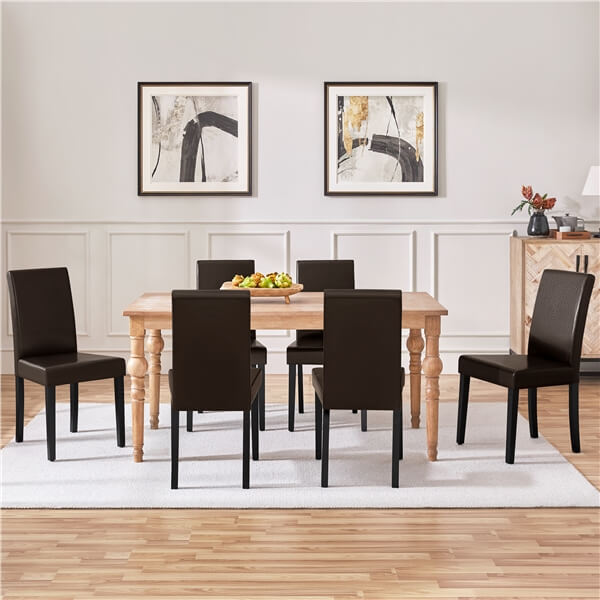 Yaheetech Dining Chairs Set of 6 Faux Leather - Image 9