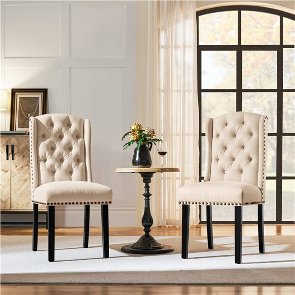 Yaheetech Upholstered Dining Chairs Set of 6 Button Tufted Kitchen Chairs - Image 9