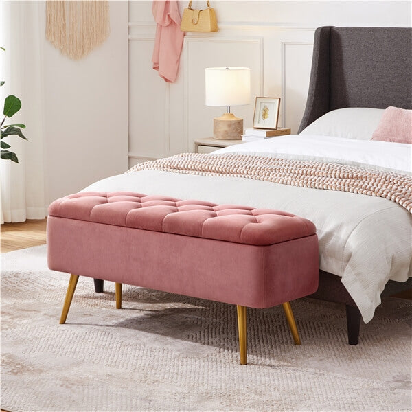 Yaheetech Ottoman with Storage Velvet Entryway Bench - Image 10