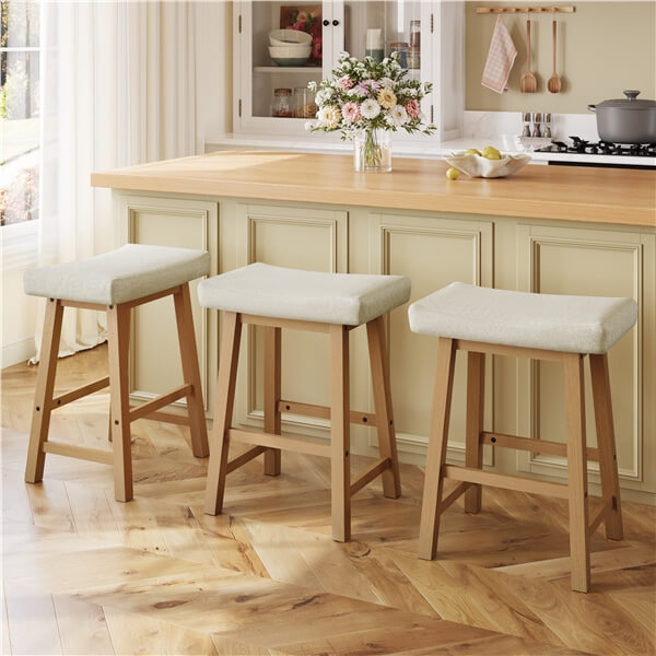 Set of 3 Farmhouse Counter Height Bar Stools - Image 3