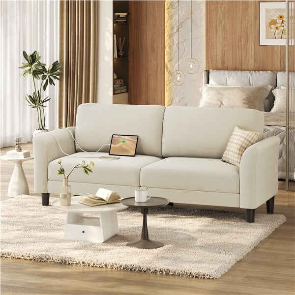 Yaheetech 2-Seater Fabric Couch with USB Charging Ports - Image 5