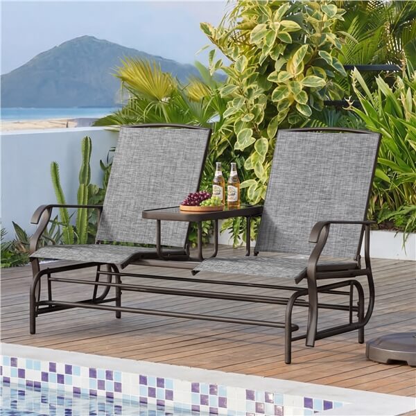 Yaheetech 2-Seat Outdoor Glider with Center Table - Image 4