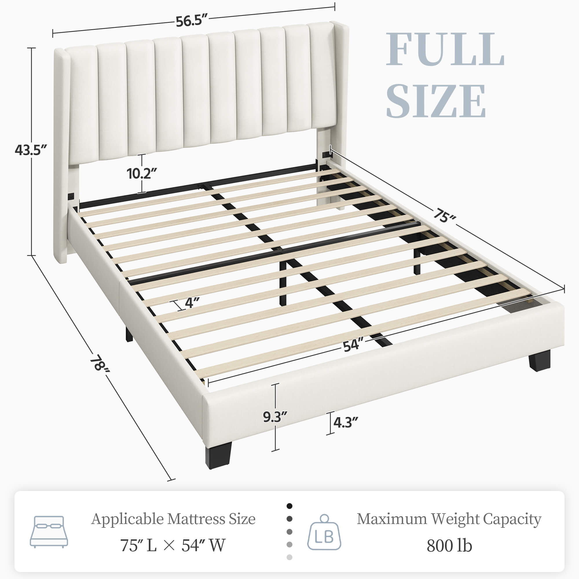 Yaheetech Upholstered Bed Frame with Wing Side - Image 3