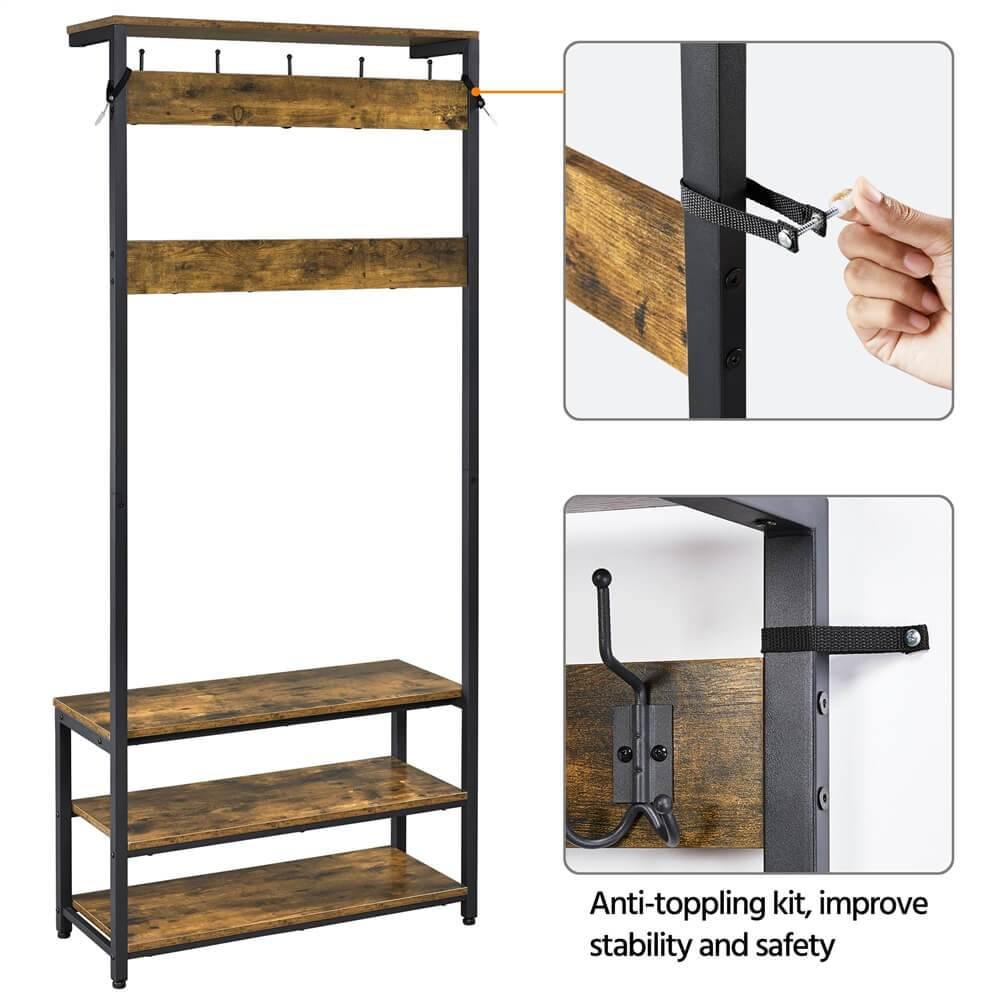 Yaheetech Hall Tree with Bench and Shoe Storage - Image 5