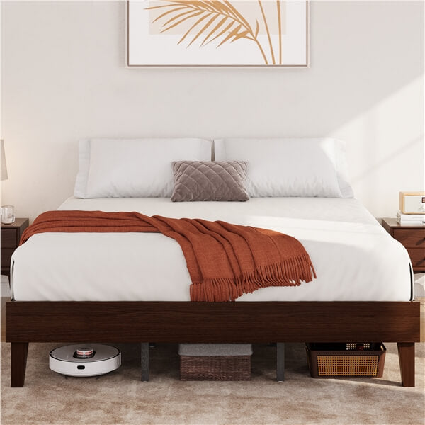 Yaheetech Bed Frame Natural Solid Wood Platform Bed with Wooden Slats Support - Image 12