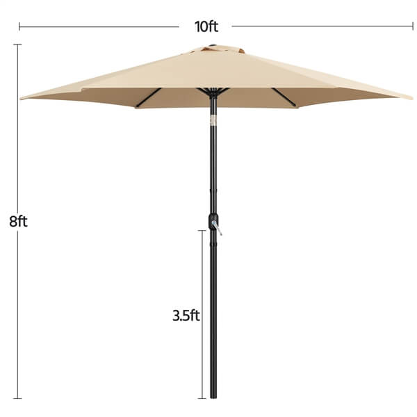 Yaheetech Outdoor Table Umbrella with Push Button Tilt and Crank - Image 5
