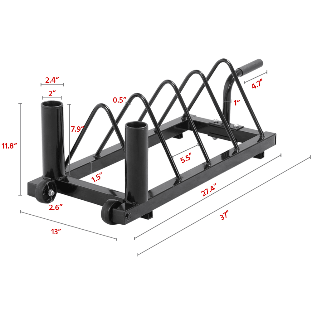 Yaheetech Horizontal Plate and Olympic Bar Rack - Image 4