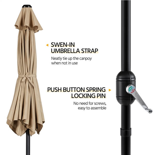 Yaheetech Outdoor Table Umbrella with Push Button Tilt and Crank - Image 8