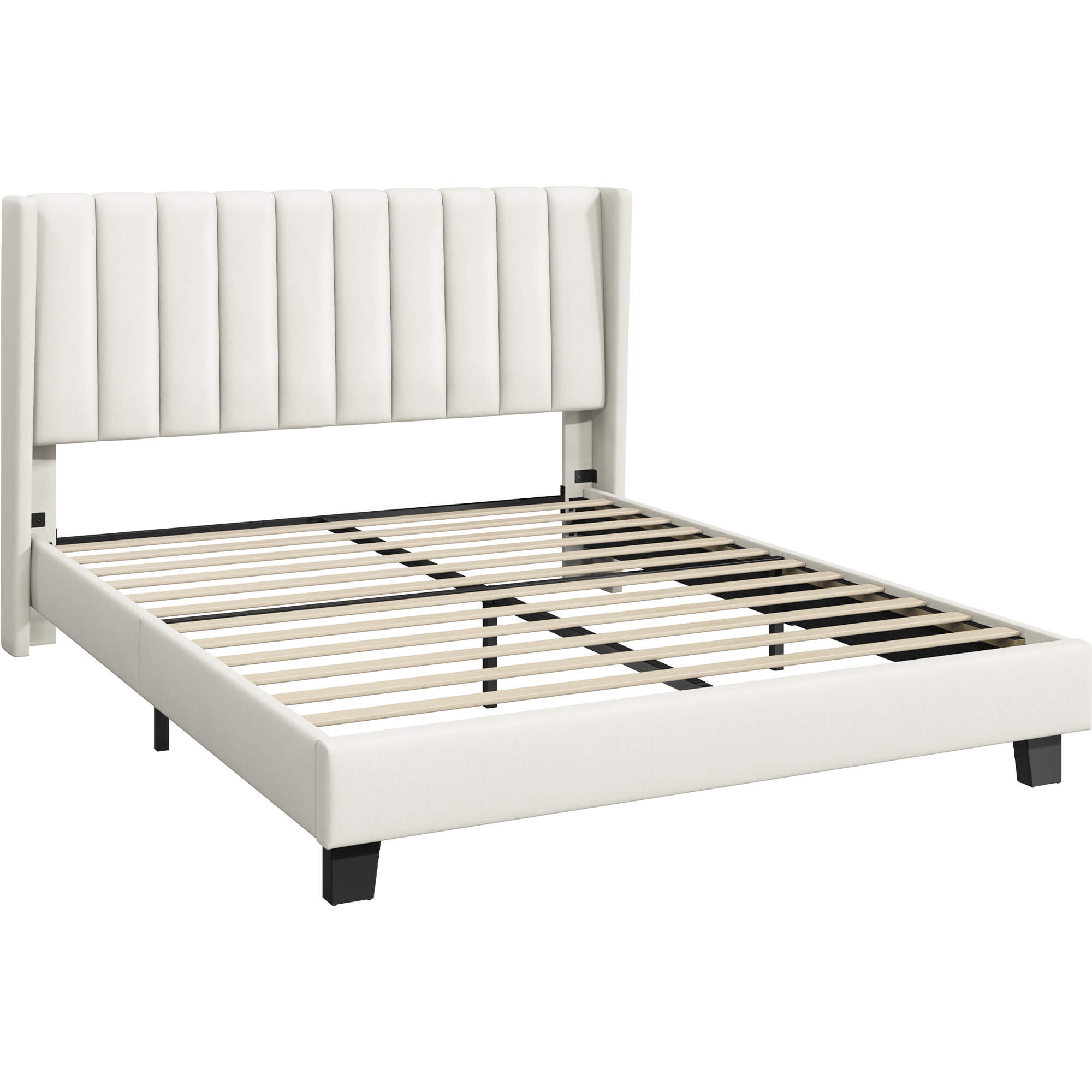 Yaheetech Upholstered Bed Frame with Wing Side - Image 2