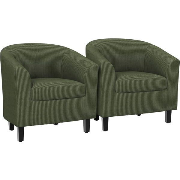 Yaheetech Corduroy Barrel Chairs Set of 2 - Image 3