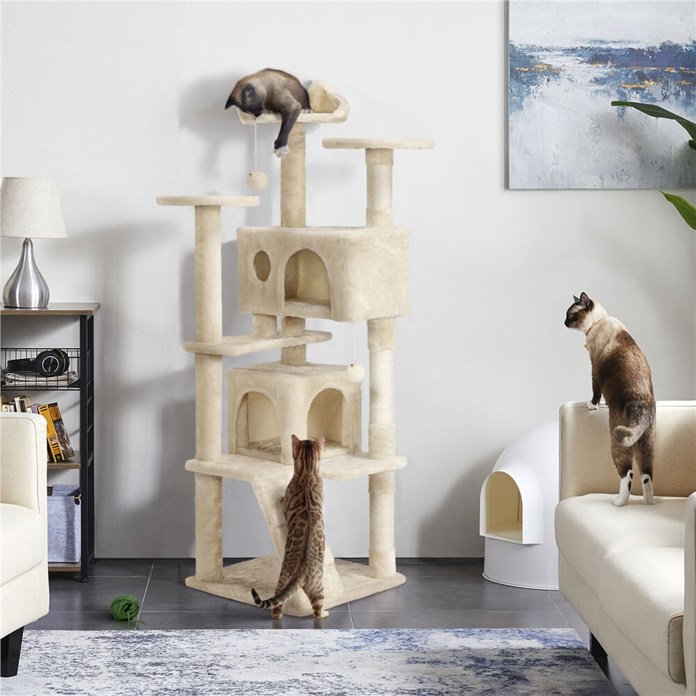 Yaheetech 62.5?? H Cat Tree w/ 2 Condos - Image 10