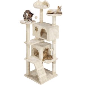 Yaheetech 62.5?? H Cat Tree w/ 2 Condos