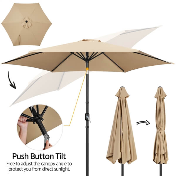 Yaheetech Outdoor Table Umbrella with Push Button Tilt and Crank - Image 7