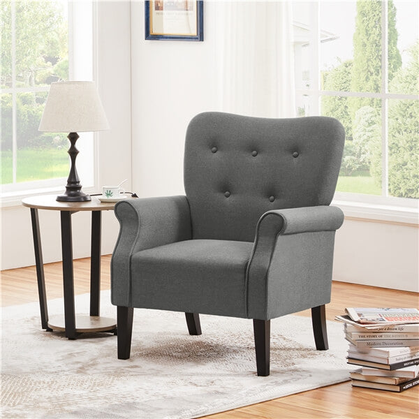 Yaheetech Mid Century Accent Chair with Sturdy Wood Legs and High Back - Image 13