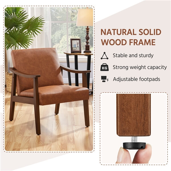 Yaheetech Mid-Century Modern Armchair with Solid Wood Legs - Image 9