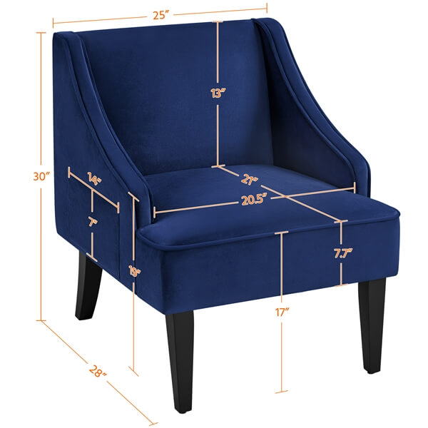 Yaheetech Velvet Club Chair with Pocket - Image 3