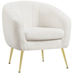 Yaheetech Modern Cozy Vanity Chair with Gold Metal Legs